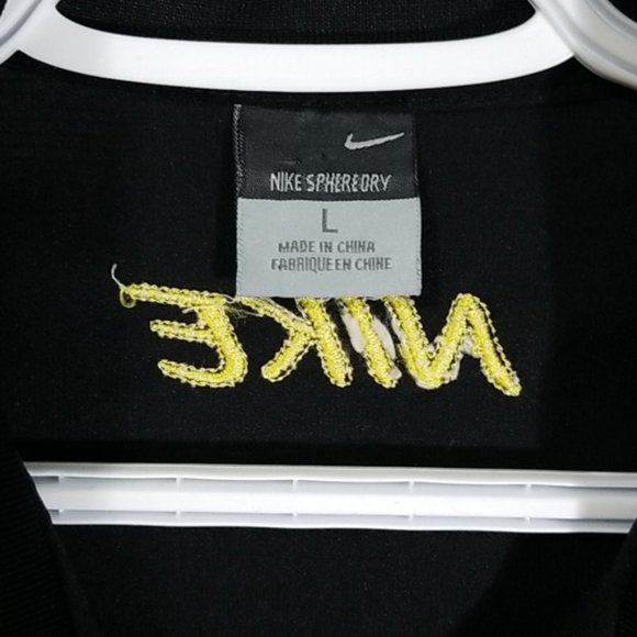 Nike Men's Polo Top Size L Sphere Dry Taining Golf Sports Swish Spell Out - Picture 4 of 6